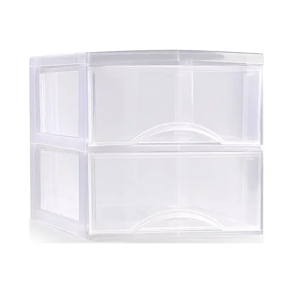 Plasticforte Ladeblokje/bureau Organizer Met 2x Lades - Transparant - L26 X B36 X H25 Cm thumbnail
