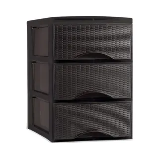 Plasticforte Thuis Kantoor Organizer Ladeblok - 26 X 37 X 37 Cm - Kunststof - Donkerbruin - 3 Lades