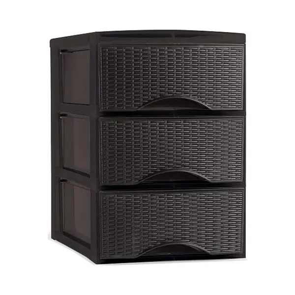 Plasticforte Thuis Kantoor Organizer Ladeblok - 26 X 37 X 37 Cm - Kunststof - Donkerbruin - 3 Lades thumbnail