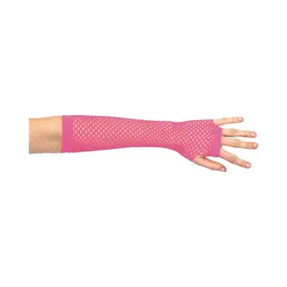 Atosa Carnaval Verkleed Handschoenen - Visnet Stof - Fuchsia Roze - Vingerloos - Dames - Elastiek