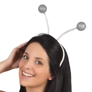 Atosa Verkleed Diadeem Discoballen/Aliens Sprieten - Zilver - Meisjes/dames