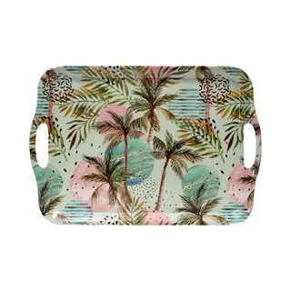 Concorde Dienblad/serveer Tray Tropical Holiday - Melamine - Roze/groen - 42 X 29 Cm - Rechthoekig