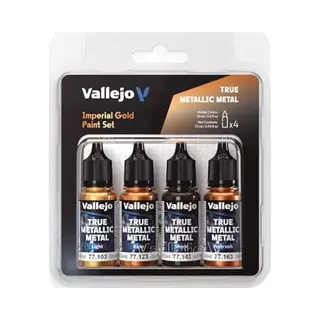Vallejo True Metallic Metallfarben-Set, 4 Farben Zum Lackieren Von Metallen, Inklusive Grundierung, Hell, Schattierung Und Airbrush, Für