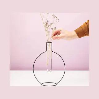 Balvi Blumenvase Round Silhouette Xl Farbe Schwarz Dekorative Vase Aus Glas Und Metall Originelle Blu