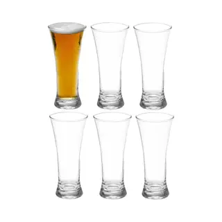 Vivalto Bierglazen - Flutes/vaas - Transparant Glas - 6x Stuks - 320 Ml - Conische Vorm - Cadeau