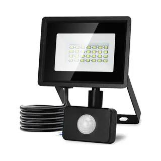 Aigostar 10LI0 - Led Schijnwerper Met Bewegingssensor - 20W - IP65 Waterdicht - Buitenlamp - 6500K - Floodlight - Bouwlamp - Zwart