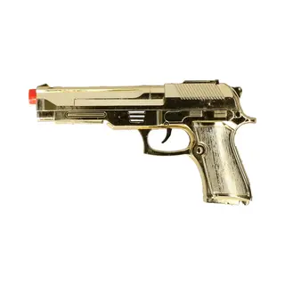 Fiestas Guirca Verkleed Speelgoed Pistool - Goud - Geheim Agent/gangster Thema - 22 Cm