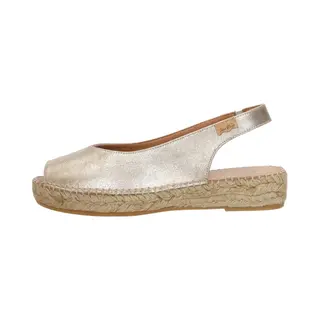 Toni Pons Erica-As Peep Toe Espadrilles Voor Dames, Glanzend Leer, Champagne, 41 Eu