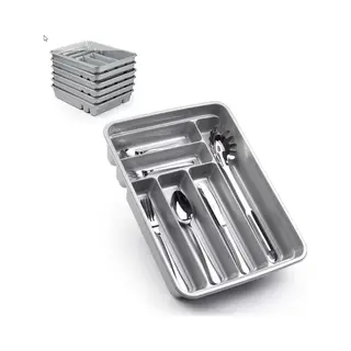 Plasticforte Bestekbak - 6-vaks - Zilverkleurig - 40 X 30 X 7 Cm - Bestekhouder
