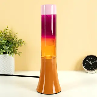 Fisura - Rosa Lavalampe Mit Orangefarbener Basis Und Glas Mit Einzigartigem Farbverlaufseffekt. Retro-Design, Perfektes Originelles Geschenk Für Jede
