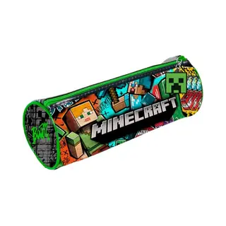 Minecraft Etui Rond – Plush Pennenzak 22x8 Cm – Zachte Etui Van Polyester – Officieel Minecraft