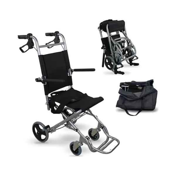 Mobiclinic®, Faltrollstuhl, Leichtgewicht, Transportstuhl Für Ältere, Manuell Fahrend, Faltbar, Aluminium, Bremsen An Den Hebeln, Sicherheitsgurt, thumbnail