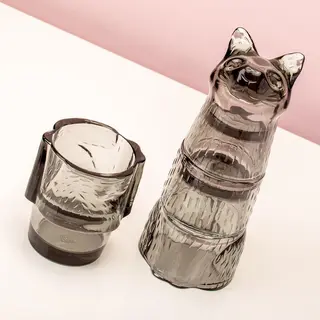 Doiy - Glazenset Kitty Kat - Stabelbaar Set Van 4 - Zwart