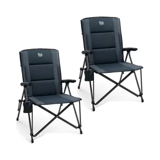 Timber Ridge 2 Stuks Campingstoelen - Opvouwbaar & Stevig - 150KG Draagvermogen - 55 Cm Zitbreedte - Hoge Rugleuning - Met Bekerhouder - Zwart
