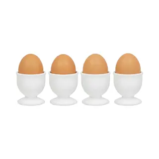 Gerimport Eierdopjes - 4x Stuks - Wit - Kunststof - 4 X 5 Cm - Voor Ontbijt /brunch / Pasen
