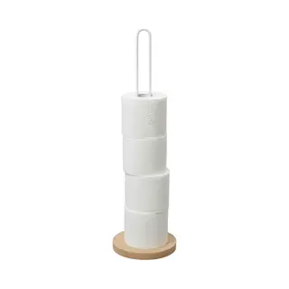 Gerimport Toiletrol Houder - Metaal / Hout - Wit - 60 Cm - Wc Rolhouder - Reserverolhouder