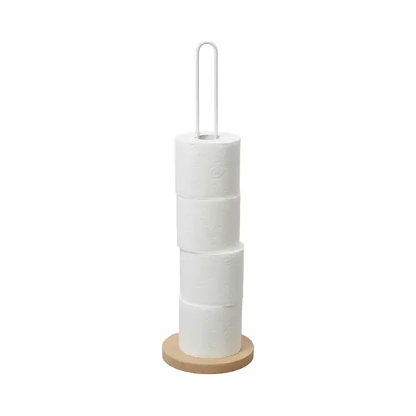 Gerimport Toiletrol Houder - Metaal / Hout - Wit - 60 Cm - Wc Rolhouder - Reserverolhouder thumbnail