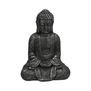 Gerimport Boeddha Beeld Kesh - Binnen / Buiten - Kunststeen - Antraciet - 28 X 37 Cm - Huis En Tuin Beelden