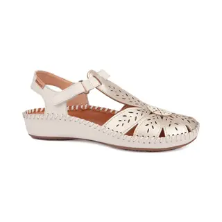 Pikolinosvoor Vrouwen. 655-0841CLC1 P.Vallarta Gouden Leren Sandalen (37), Leer, Goudkleurig, Plat, Klittenband, Casual