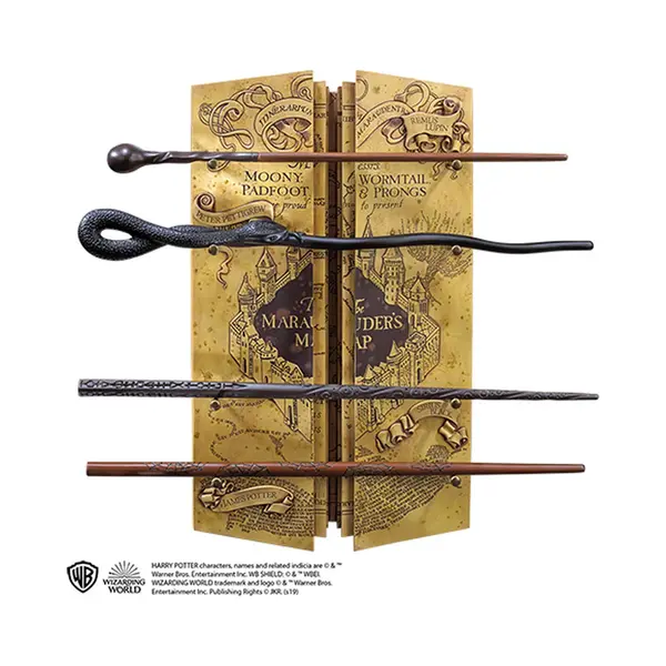 The Noble Collection Harry Potter Marauders Wand Set With Display Stand - 31.5in (43cm) 4 Wizard Wands With Marauders Map Display Stand - Officially thumbnail