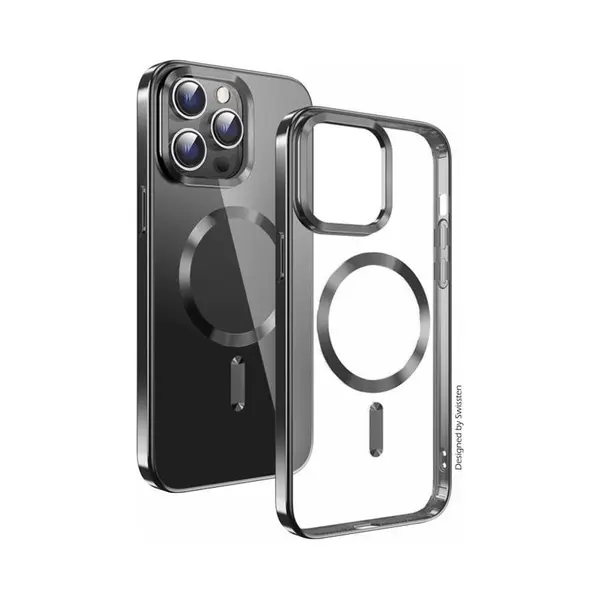 Swissten Clear Jelly Magstick Metallic For IPhone 12 Pro Max Black (Apple IPhone 12 Pro Max), Smartphone Hülle, Schwarz thumbnail
