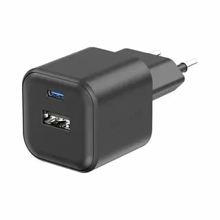 Swissten Reislader 12W 1X Usb-C + 1X Usb-A Zwart (12 W), Usb-lader, Zwart