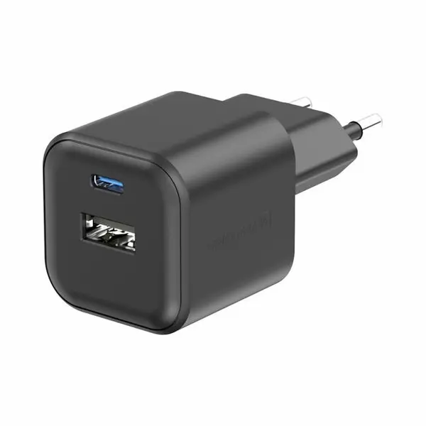 Swissten Reislader 12W 1X Usb-C + 1X Usb-A Zwart (12 W), Usb-lader, Zwart thumbnail