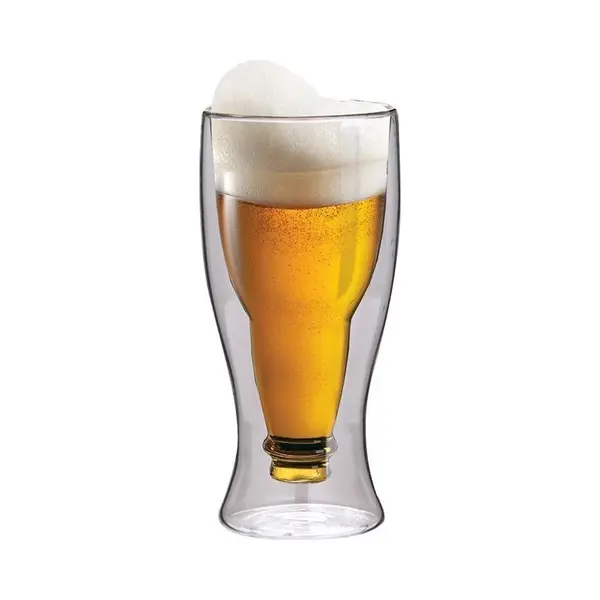 Maxxo Doppelwandiges Bierglas 500 Ml Umgestülpte Bierflasche Im Glas Ideal Als Geschenk thumbnail