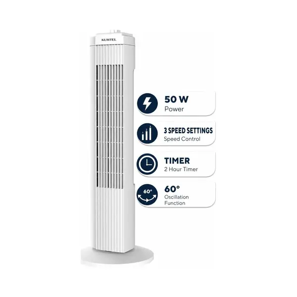 Homitis Slim Tower-torenventilator, Ventilator, Wit thumbnail