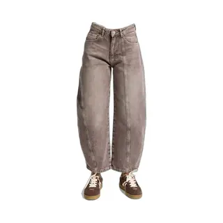 It's Basic - Barrel Balloon Mid Rise Jeans - Chestnut