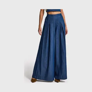 It'S Basic - Wide Mid Rise Jeans -Royal Blue