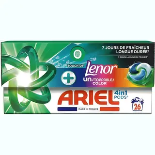Ariel 4in1 Wasmiddel Pods +Touch Of Lenor Unstoppables Color -26 Wasbeurten