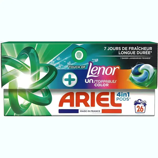 Ariel 4in1 Wasmiddel Pods +Touch Of Lenor Unstoppables Color -26 Wasbeurten thumbnail