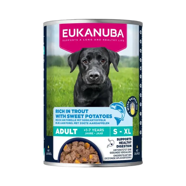 Eukanuba Adult Reich An Forelle Mit Süßkartoffeln - Sparpaket, 48 X 400 G (Verpakking van 48) thumbnail