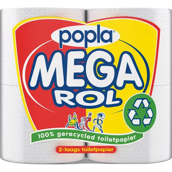 Popla Toiletpapier Megarol 2-laags 4 Stuks thumbnail