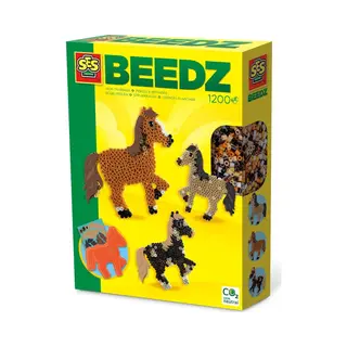 Ses Creative Beedz - Strijkkralen met legbord - grondplaat, 1200 strijkkralen en strijkvel - paard - met stickers - Pvc vrij