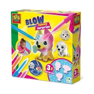 Ses Creative Blow airbrush pens - Puppy's surprise 3x - verzamel ze allemaal - maak mooie kleurovergangen - met 4 blow airbrush pennen
