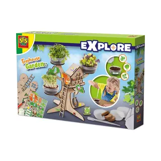 Ses Creative Explore 25202 - Houten boomhut kweekset - Kruiden plantjes kweken - Met speelgoed poppetjes en houten 3D boom - Spelen en leren