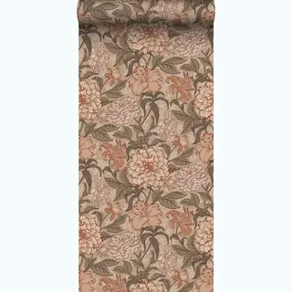ESTAhome Behang Vintage Bloemen Oudroze, Vergrijsd Groen En Terracotta Roze - 53 Cm X 10.05 M - 139380