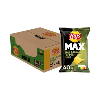 Lay's Max Salt & Black Pepper - Ribbel Chips - 20 X 40 Gram