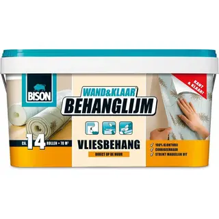 Bison Wand&Klaar® Behanglijm Vliesbehang Emmer 10 Kg, Kant En Klaar, Eenvoudig Aanbrengen, Corrigeerbaar, Goede Hechting, Voor Alle Soorten Behang