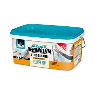 Bison Wand&Klaar® Behanglijm Vliesbehang Pot 1 Kg, Kant En Klaar, Eenvoudig Aanbrengen, Corrigeerbaar, Goede Hechting, Voor Alle Soorten Behang Met