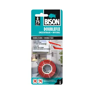 Bison Doublefix Montagetape Transparant 1, 5 Meter X 19 Mm- Voor Binnen En Buiten - Dubbelzijdige Plakband, Extra Krachtig, Alternatief Voor Schroeven