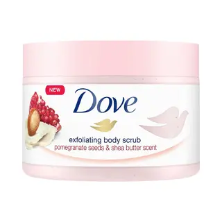 Dove Exfoliating Shower Scrub With Pomegranate Seeds & Shea Butter 225 Ml (Pack Of 4)