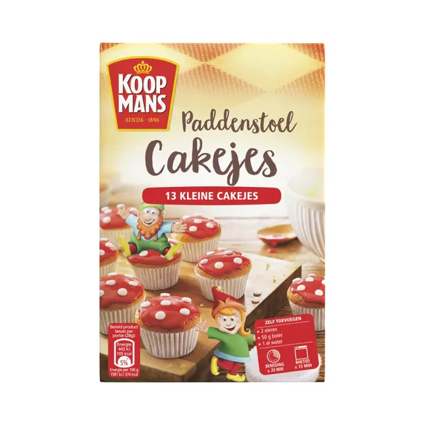 Koopmans Paddenstoelcakejes - Mix Voor 13 Cakejes En Cupcakes - 220 Gr thumbnail