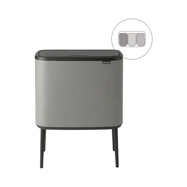 Brabantia afvalemmer Bo TouchBin Mineral Concrete Grey, 3 x 11 L thumbnail