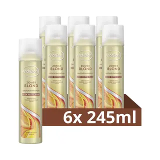 Andrélon Droogshampoo - Zomer Blond - Verrijkt Met 100% Natuurlijk Tapiocazetmeel Voor Schoon En Fris Haar Zonder Witte Waas - 6 X 245 Ml