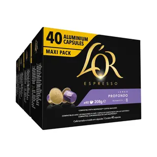 L'Or Lungo Profondo Koffiecups - Intensiteit 8/12 - 4 X 40 Capsules