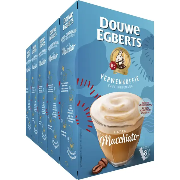 Douwe Egberts Verwenkoffie Latte Macchiato Oploskoffie - 5 X 8 Zakjes thumbnail