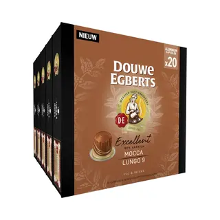 Douwe Egberts Excellent Mocca Lungo Koffiecups - Intensiteit 7/9 - 10 X 20 Capsules